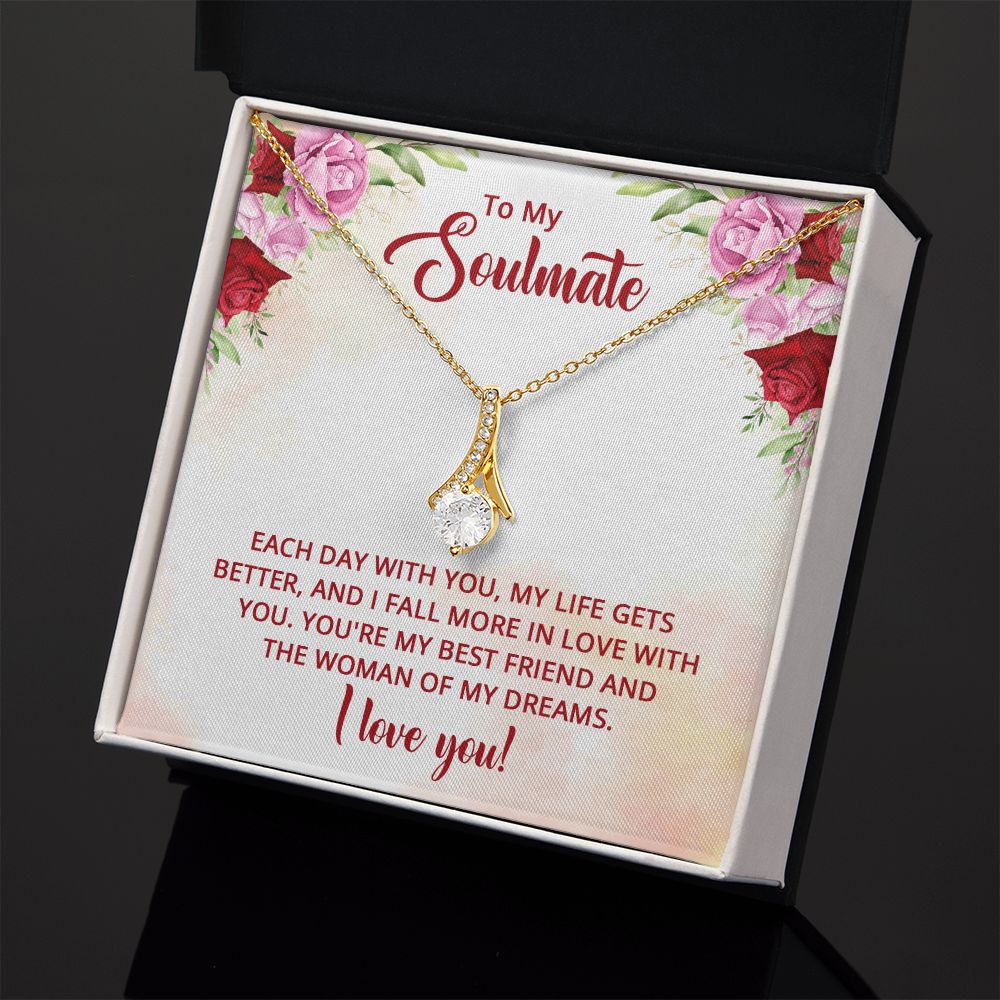 To My Soulmate Necklace for Women Birthday Christmas Jewelry Gifts For My Wife with Message Card Box Personalized Gift Present Pendant for Future Wife Soulmate Girlfriend Love 11 Alluring Beauty Necklace