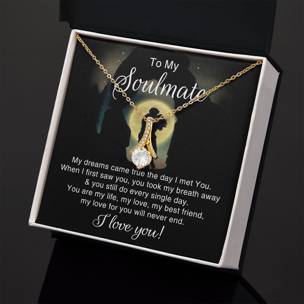 To My Soulmate Necklace for Women Birthday Christmas Jewelry Gifts For My Wife with Message Card Box Personalized Gift Present Pendant for Future Wife Soulmate Girlfriend Love 3 Alluring Beauty Necklace