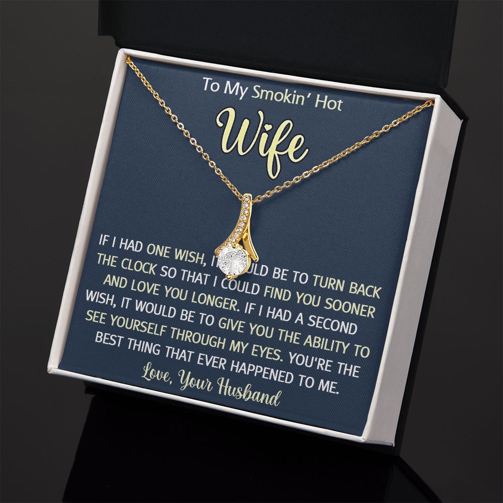 To My Smokin Hot Wife Necklace, Wedding Anniversary Jewelry For Women, Necklace For Wife from Husband, Gifts For Wife Birthday Gifts Necklace, Jewelry With Message Card In A Gift Box3 Alluring Beauty Necklace