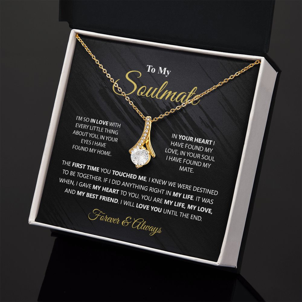 To My Soulmate Necklace for Women Birthday Christmas Jewelry Gifts For My Wife with Message Card Box Personalized Gift Present Pendant for Future Wife Soulmate Girlfriend Love 1 Alluring Beauty Necklace
