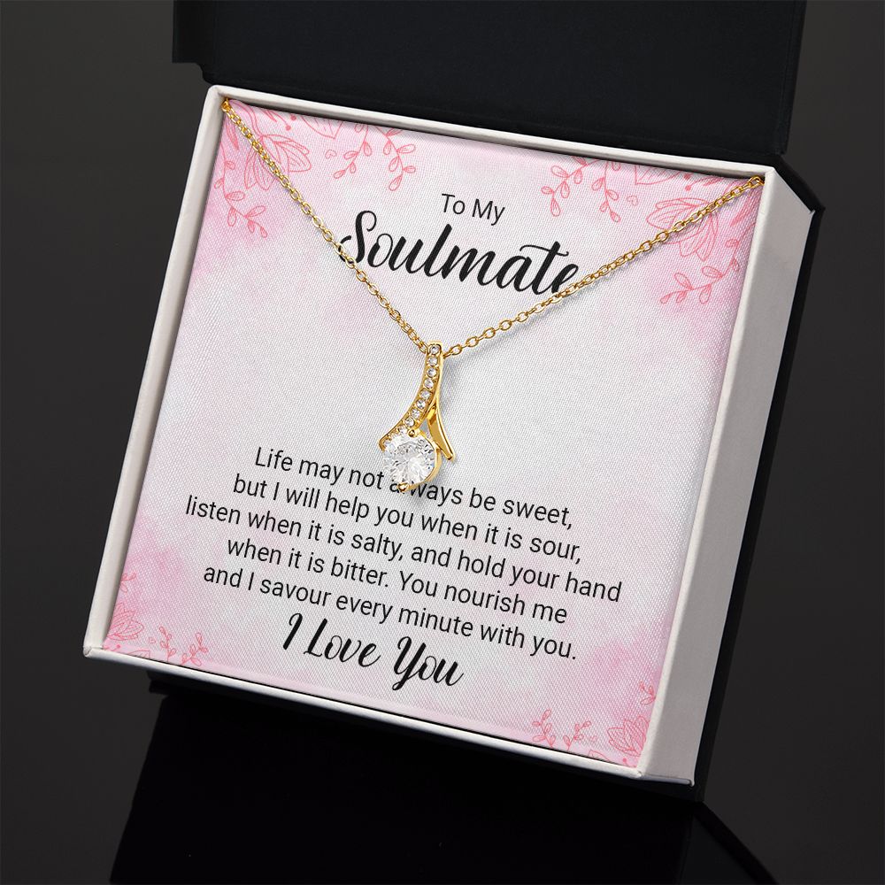 To My Soulmate Necklace for Women Birthday Christmas Jewelry Gifts For My Wife with Message Card Box Personalized Gift Present Pendant for Future Wife Soulmate Girlfriend Love 15 Alluring Beauty Necklace