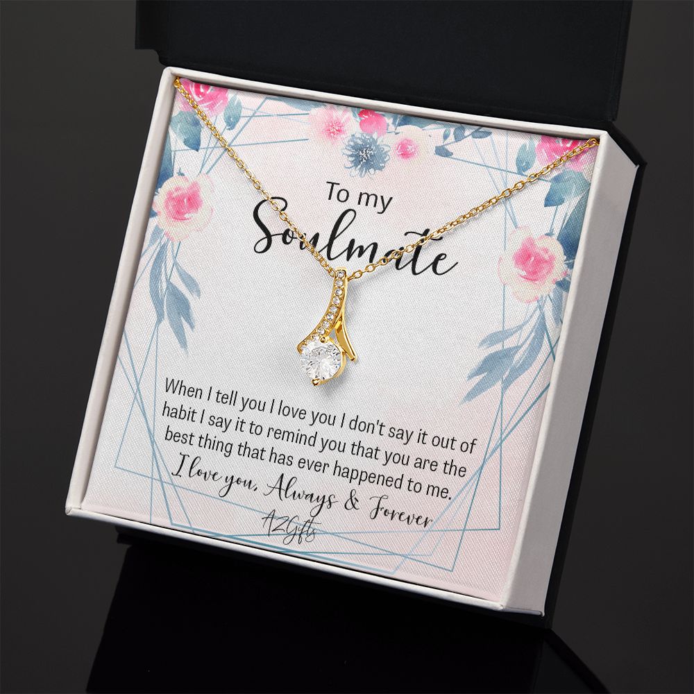 To My Soulmate Necklace for Women Birthday Christmas Jewelry Gifts For My Wife with Message Card Box Personalized Gift Present Pendant for Future Wife Soulmate Girlfriend Love Alluring Beauty Necklace