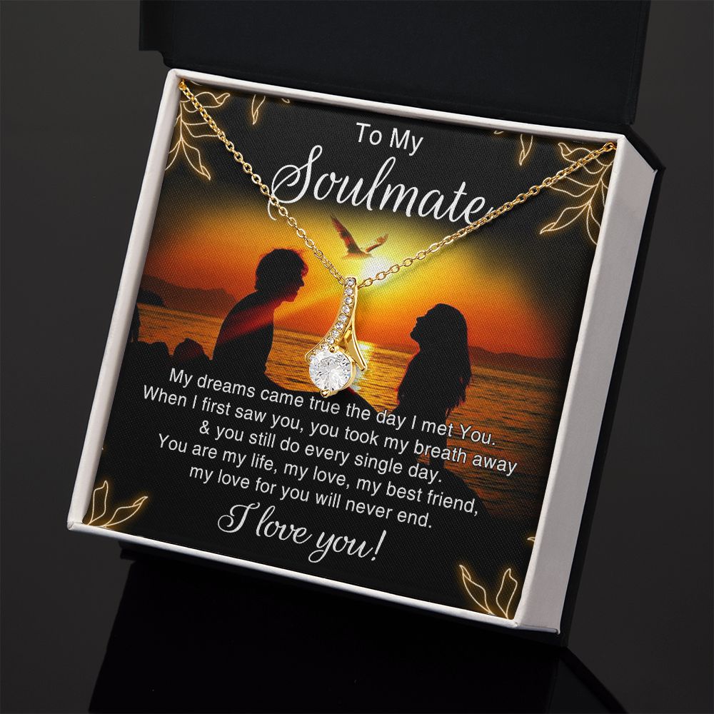 To My Soulmate Necklace for Women Birthday Christmas Jewelry Gifts For My Wife with Message Card Box Personalized Gift Present Pendant for Future Wife Soulmate Girlfriend Love 6 Alluring Beauty Necklace