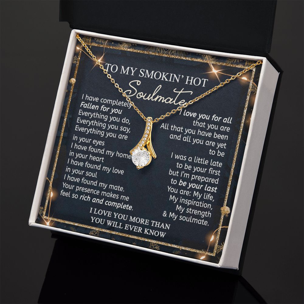 To My Smokin Hot Soulmate Necklace - Wife Gifts From Husband To My Wife Necklace, Gift for Her Romantic, Girlfriend Gifts Necklace for Wife from Men Includes Message Card and Gift Box 14 Alluring Beauty Necklace