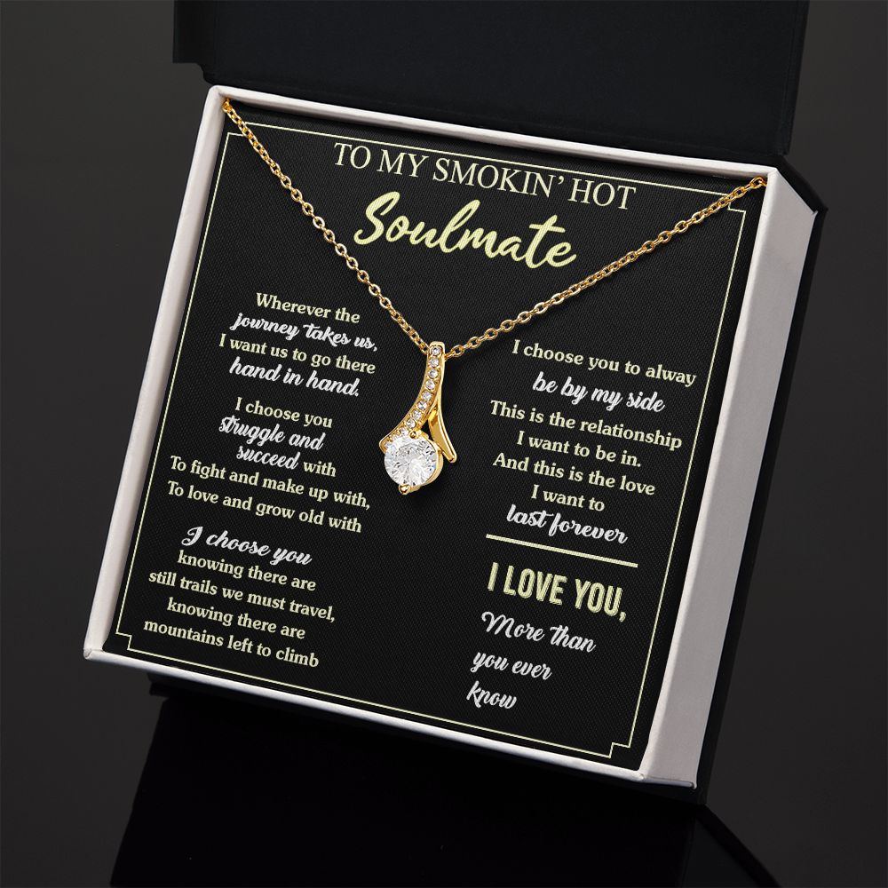 To My Soulmate Necklace for Women Birthday Valentines Day Jewelry Gifts For My Wife with Message Card Box Personalized Gift Present Pendant for Future Wife Soulmate Girlfriend Love 7 Alluring Beauty Necklace