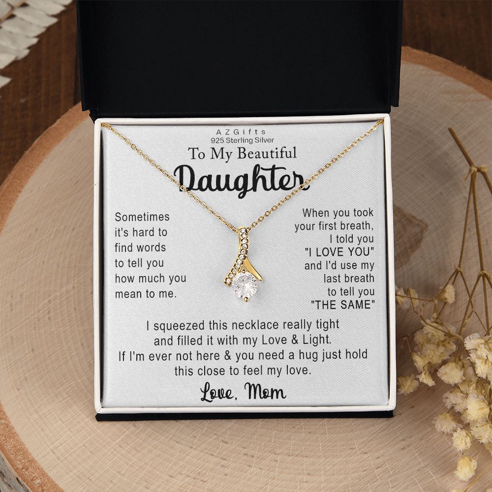 To My Daughter Necklace Gift from Mom Necklace for Daughter from Mom Mother Christmas Birthday Gifts for Teen Girls Women Gift for Daughter Jewelry Present for Her Alluring Beauty Necklace