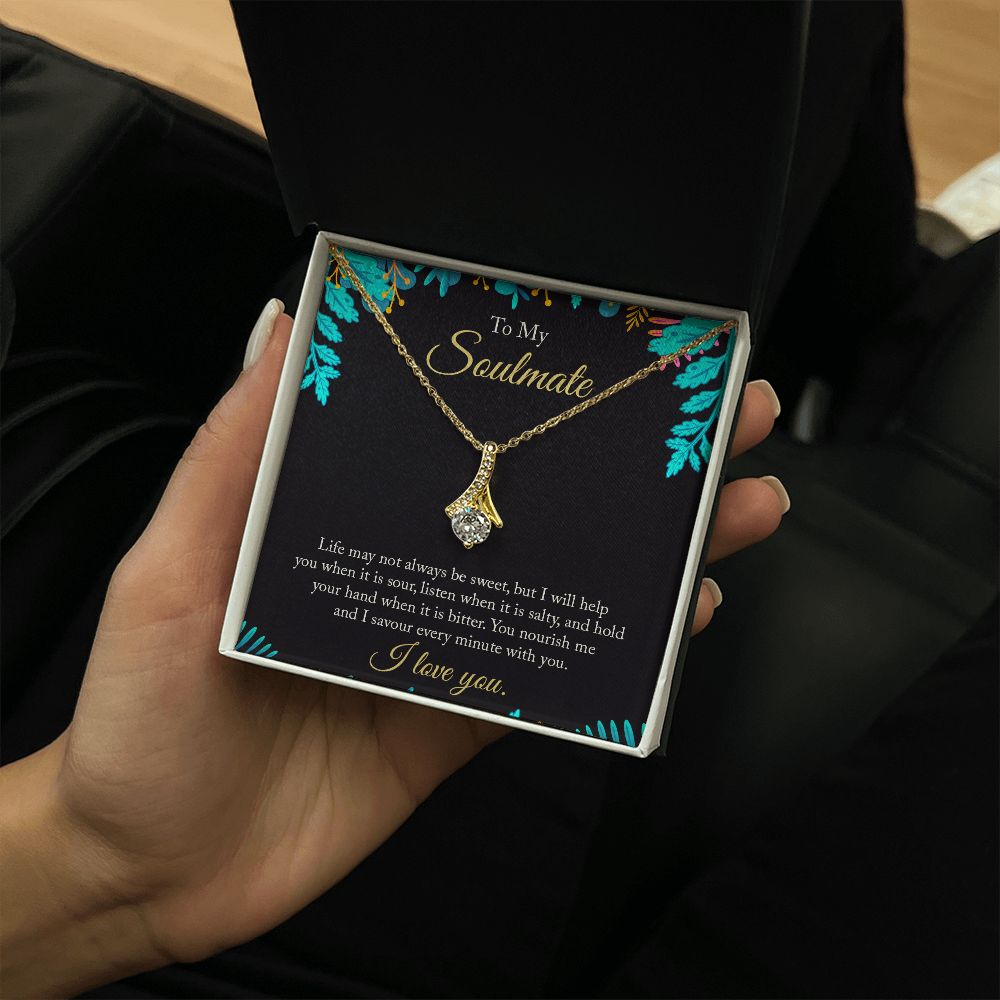 To My Soulmate Necklace for Women Birthday Christmas Jewelry Gifts For My Wife with Message Card Box Personalized Gift Present Pendant for Future Wife Soulmate Girlfriend Love 16 Alluring Beauty Necklace