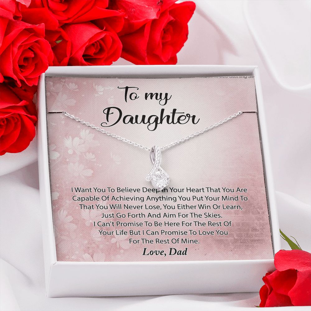 To My Daughter Necklace Gift From Mom I Love You Forever and Always Hearts Necklace For Daughter Present for Birthday Anniversary Christmas Valentine's Day Alluring Beauty Necklace