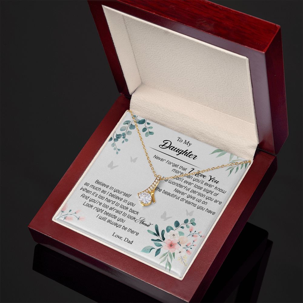 To My Daughter Alluring Beauty Necklace, Necklace Message Card Meaningful