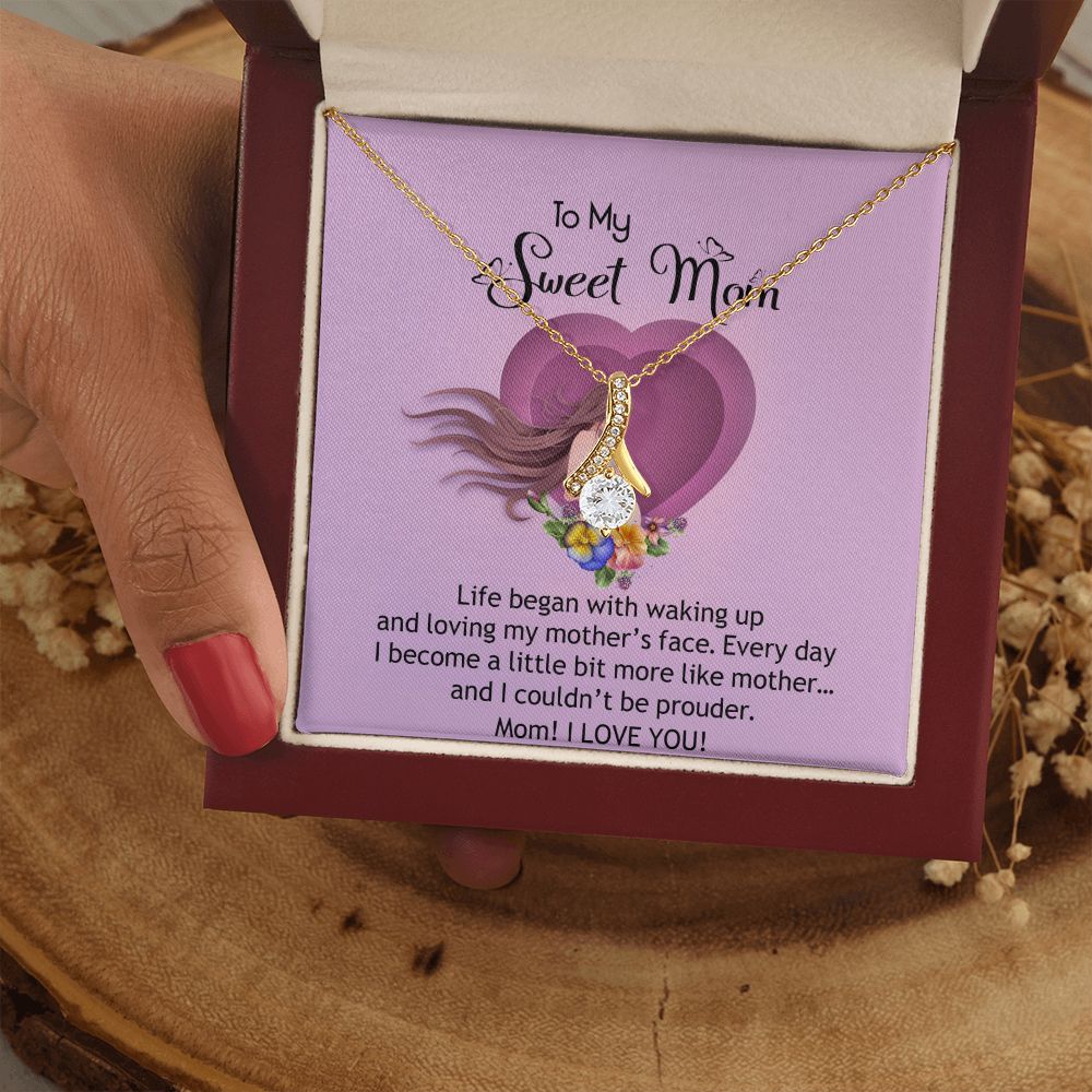 To My Sweet Mom, Sweet Mom Necklace Pendant, Mothers Day Gifts, Gift For Sweet Mom, New Mom Gifts Alluring Beauty Necklace