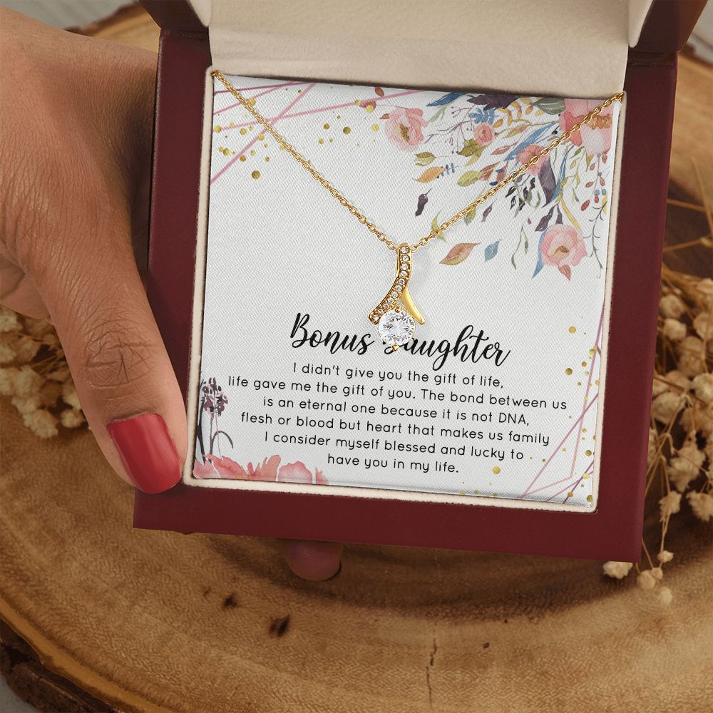 Bonus Daughter Gifts From Stepdad, Step Daughter Gifts From Stepmom, Stepdaughter Gifts From Stepdad, Father Stepdaughter Necklace, To My Bonus Daughter Necklaces, Christmas Gifts For Bonus2 Alluring Beauty Necklace
