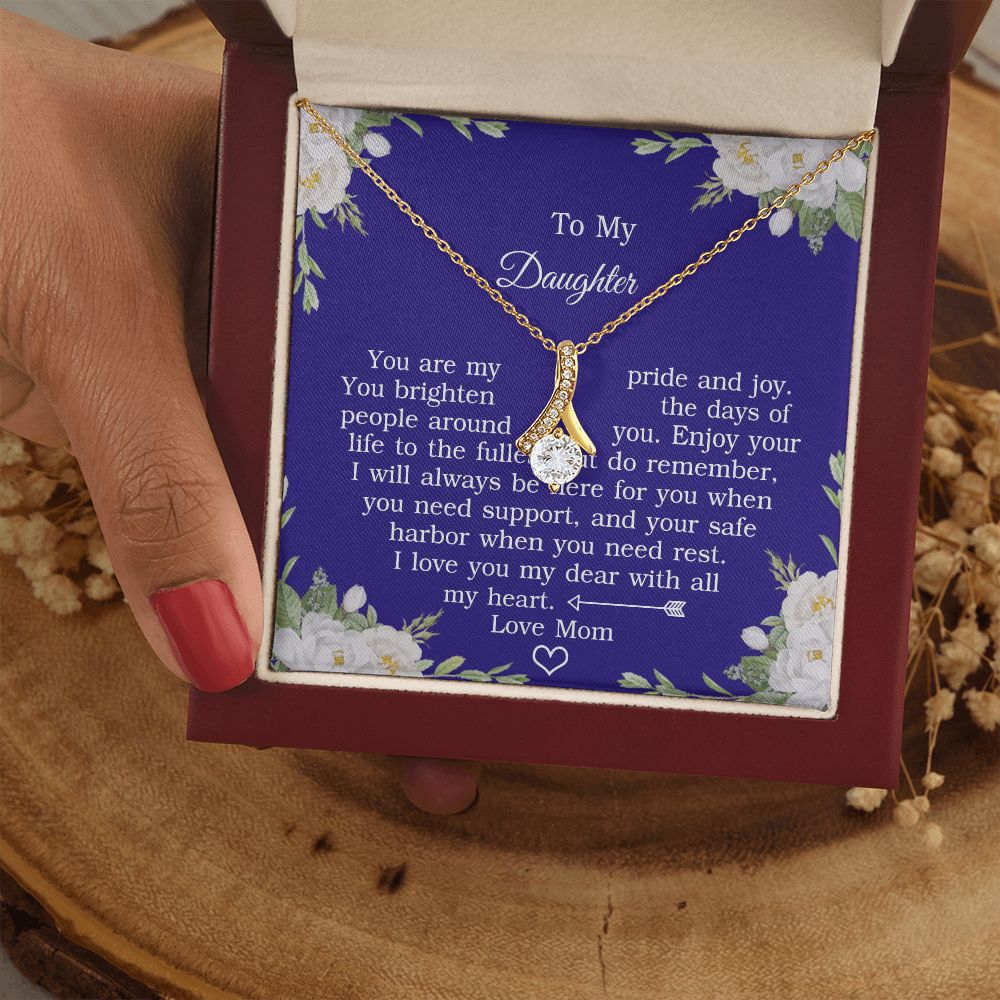 Mother Daughter Gift Ideas, To My Daughter Gift Necklace from Mom, Jewelry Pendant Present for Daughter, Birthday Christmas Gift Graduation Gifts for Daughters, Mother and Daughter Necklace 2137 Alluring Beauty Necklace