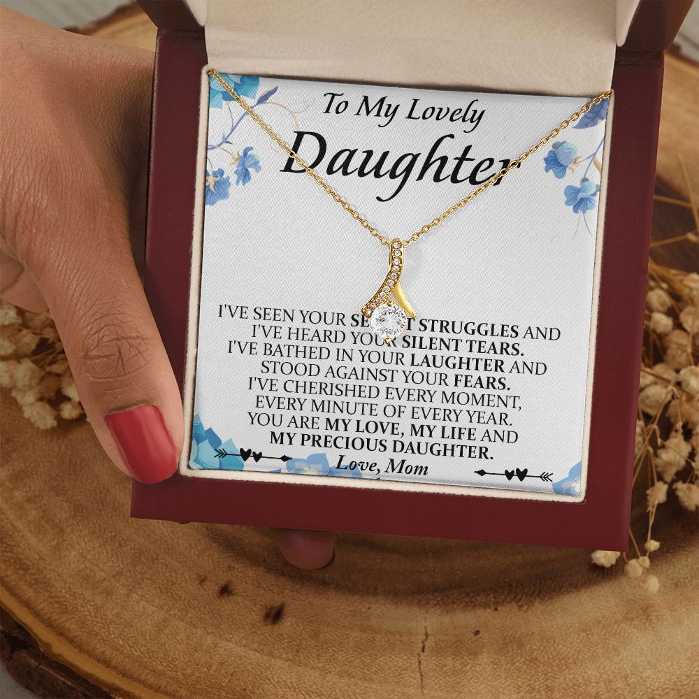 Mother and Daughter Necklace for Girls, To My Daughter Gift Necklace from Mom, Birthday Christmas Gift Graduation Gifts for Daughters, Jewelry Pendant Present for Daughter, Mother Daughter Gift 41 Alluring Beauty Necklace