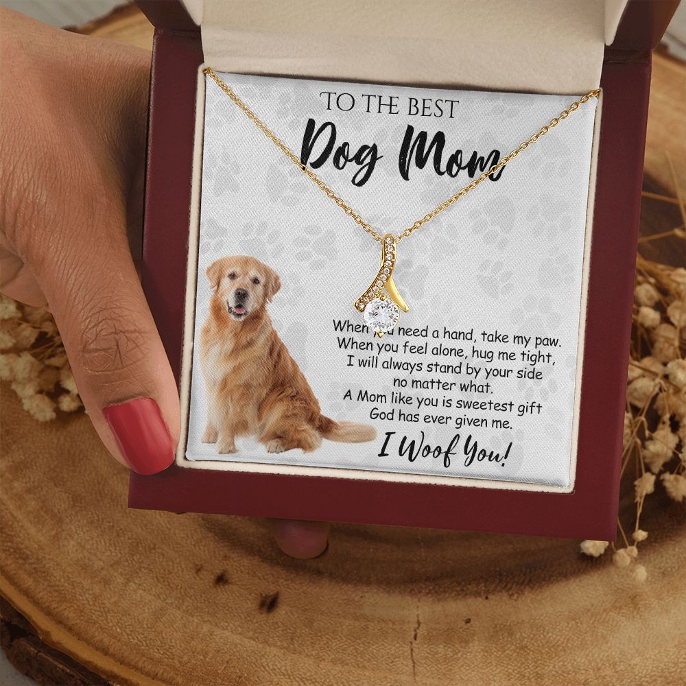 To The Best Golden Retriever Dog Mom Knot Necklace Mother's Day Gift , I Woof You Quote Gift Card, Message Card Jewelry For Dog Lovers, Necklace For Mom Alluring Beauty Necklace