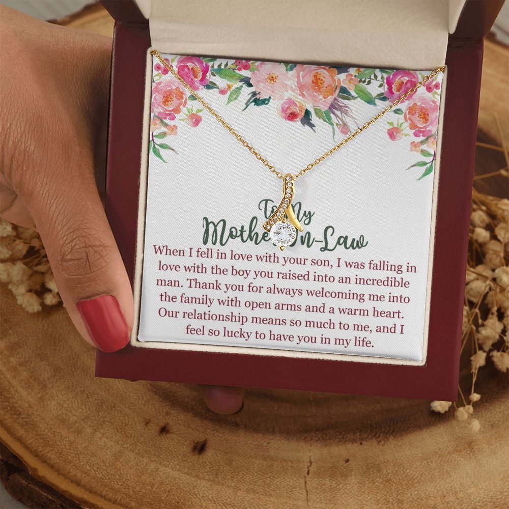 To My Mom In Law Necklace Pendant Gift From Son Happy Mother's Day Gift For Mom Birthday, Anniversary Love With Your Son Alluring Beauty Necklace