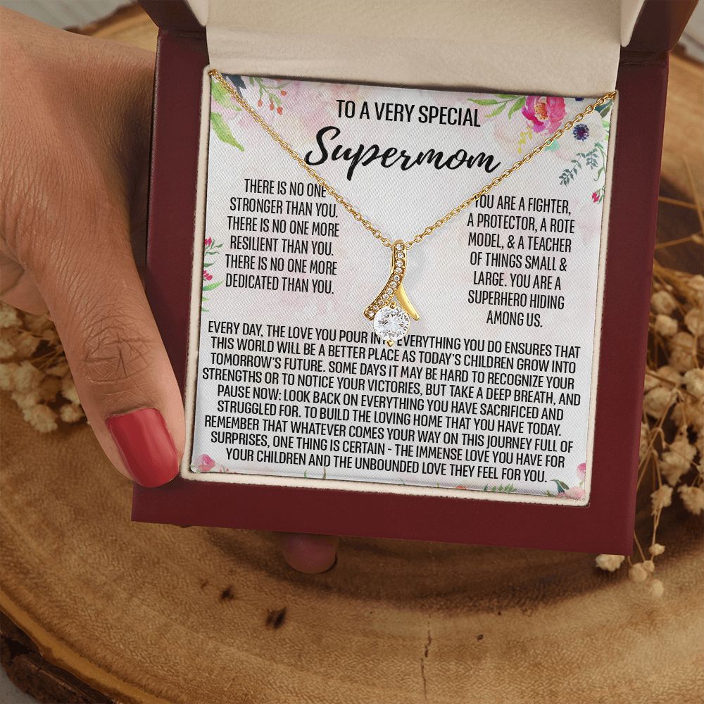 To Supermom Mom Necklace Gift for Single Mother Necklace Holiday, Christmas, Birthday Present for Single Mother, Super Mom, Mother's Day Gift Mom Jewelry for Women 301 Alluring Beauty Necklace