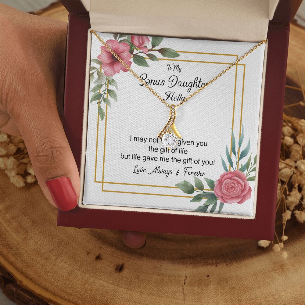 Bonus Daughter Gifts From Stepdad, Step Daughter Gifts From Stepmom, Stepdaughter Gifts From Stepdad, Father Stepdaughter Necklace, To My Bonus Daughter Necklaces, Christmas Gifts For Bonus6 Alluring Beauty Necklace