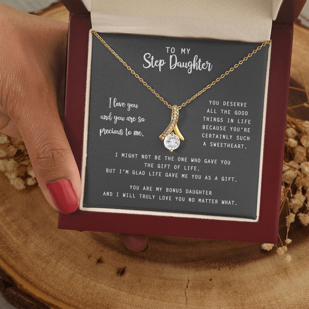to My Step Daughter Necklace from Stepdad Bonus Daughters Birthday Xmas Congrats (1) Alluring Beauty Necklace