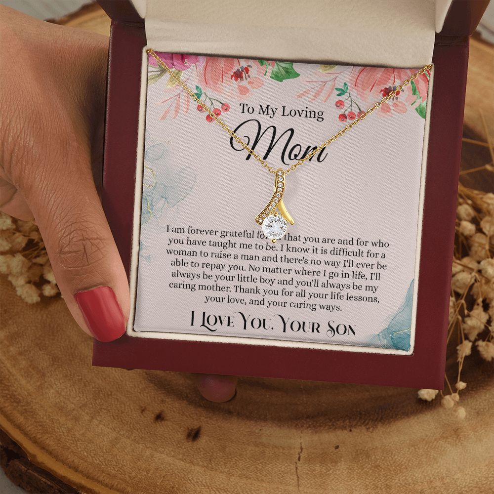 To My Loving Mom Necklace, Mom Gift From Son, Mom Necklace, Gift For Mom From Son, Mom Mother's Day Gift From Son, Mom Birthday Gift From Son, To My Mom Gift, Necklace for Women Alluring Beauty Necklace