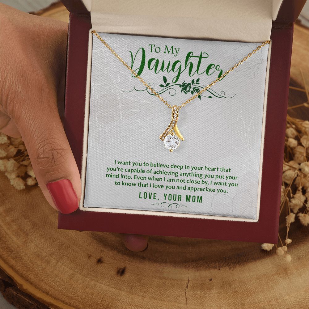 Mother and Daughter Necklace for Girls, To My Daughter Gift Necklace from Mom, Birthday Christmas Gift Graduation Gifts for Daughters, Jewelry Pendant Present for Daughter, Mother Daughter Gift 42 Alluring Beauty Necklace