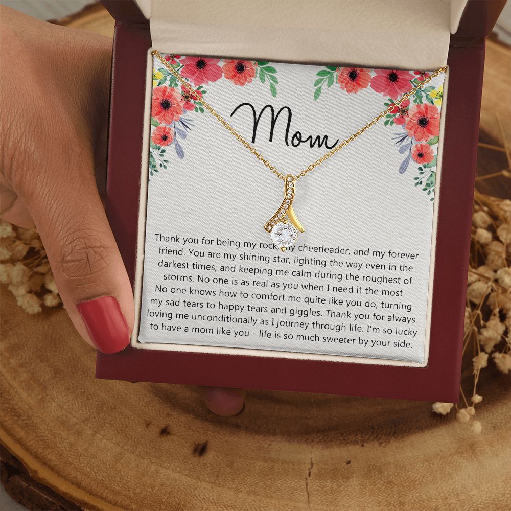 To My Mom Gift Necklace for Mother Daughter Jewelry, Thank You Mom Gift, Gift for Mom from Daughter to Mother Necklace Pendant Jewelry Box for Mom on Mother's Day Birthday Alluring Beauty Necklace