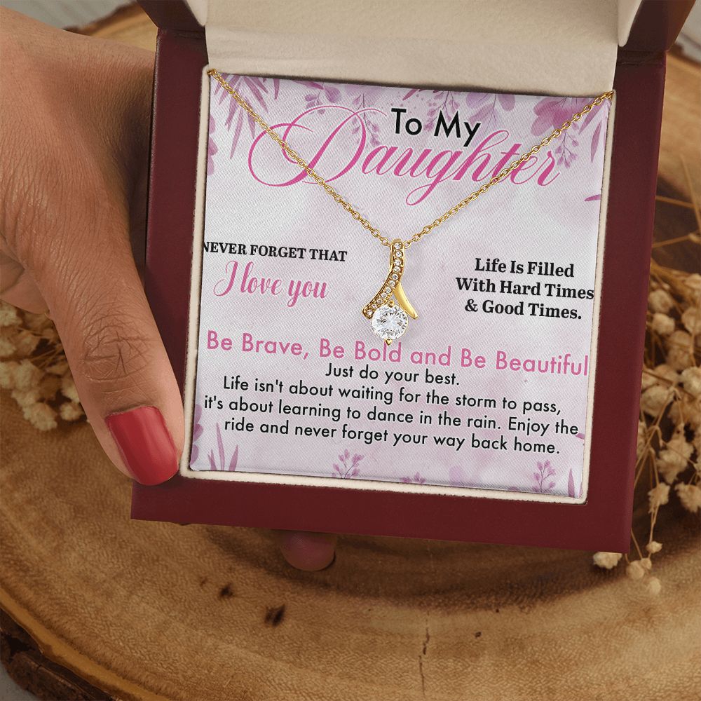 Mother Daughter Gift Ideas, To My Daughter Gift Necklace from Mom, Jewelry Pendant Present for Daughter, Birthday Christmas Gift Graduation Gifts for Daughters, Mother and Daughter Necklace 28 Alluring Beauty Necklace