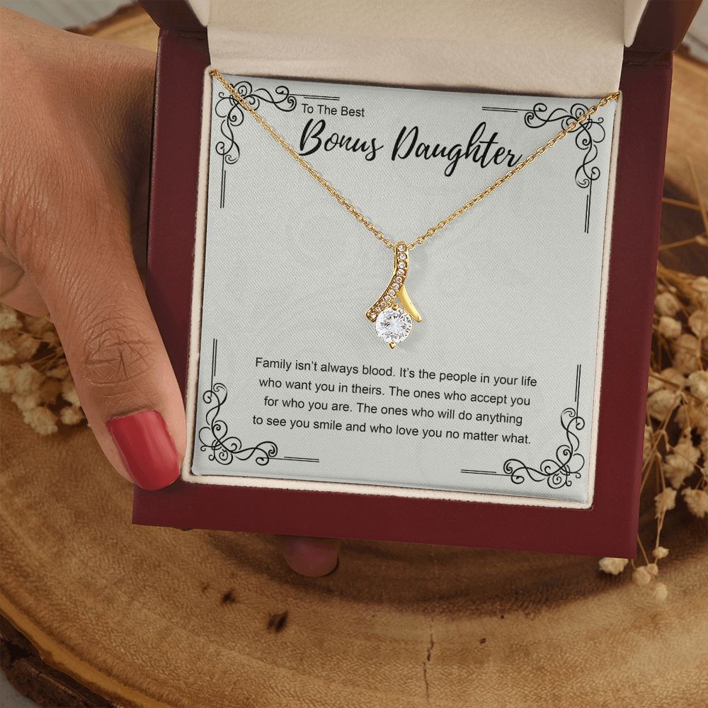 Bonus Daughter Gift Necklace, Double Hearts Necklace, Stepdaughter Jewelry Alluring Beauty Necklace