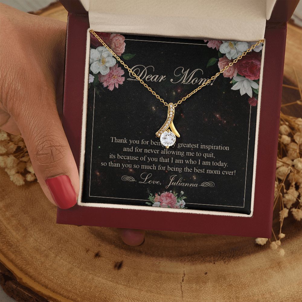To My Mom Necklace, Gift For Mom On Mother's Day Thank You Mom Gifts From Kids Mom Julianna Alluring Beauty Necklace