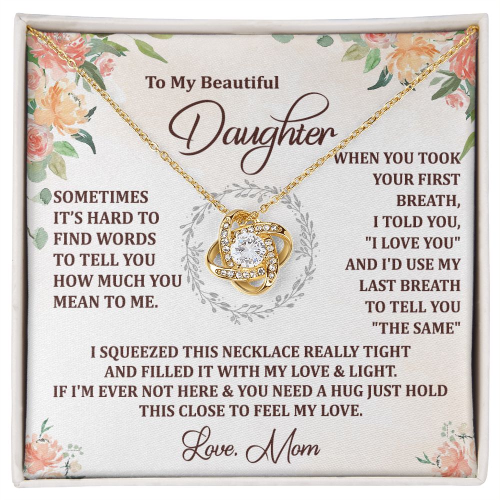 To My Daughter Necklace Love Knot Necklace Gift for Daughter from Mom Jewelry Gift for Daughter Birthday Gift Daughter Necklace for Teen Girl Christmas Daughter Necklace Gift from Mom Mother Daughter Necklace