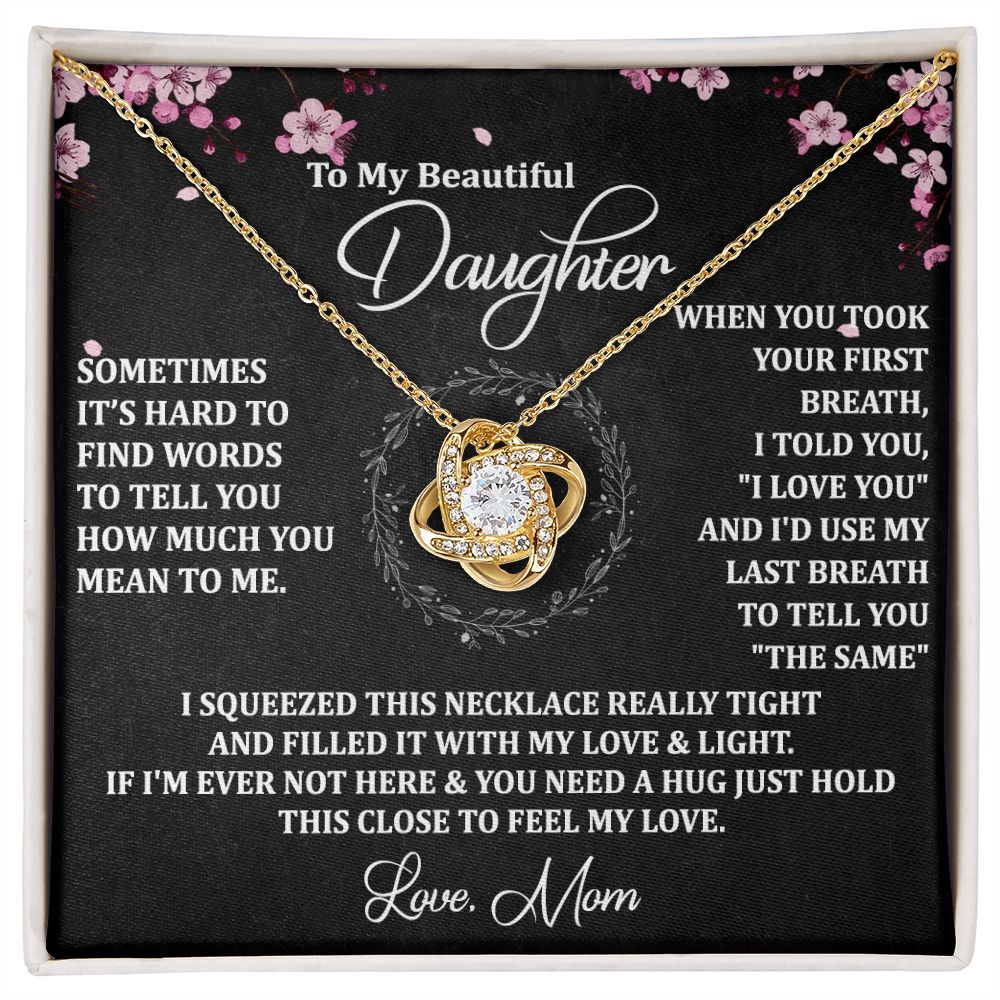 To My Daughter Necklace Love Knot Necklace Gift for Daughter from Mom Jewelry Gift for Daughter Birthday Gift Daughter Necklace for Teen Girl Mother Daughter Necklace Christmas Daughter Necklace Gift from Mom