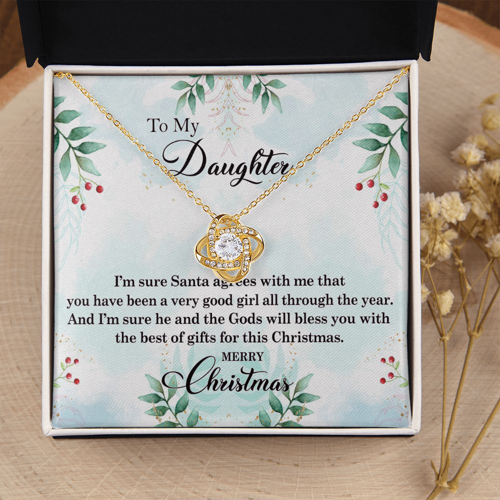 To My Daughter Necklace Love Knot Necklace Gift for Daughter from Mom Mother Daughter Necklace Christmas Daughter Necklace Gift from Mom Birthday Gift Daughter Necklace for Teen Girl Jewelry Gift for Daughter