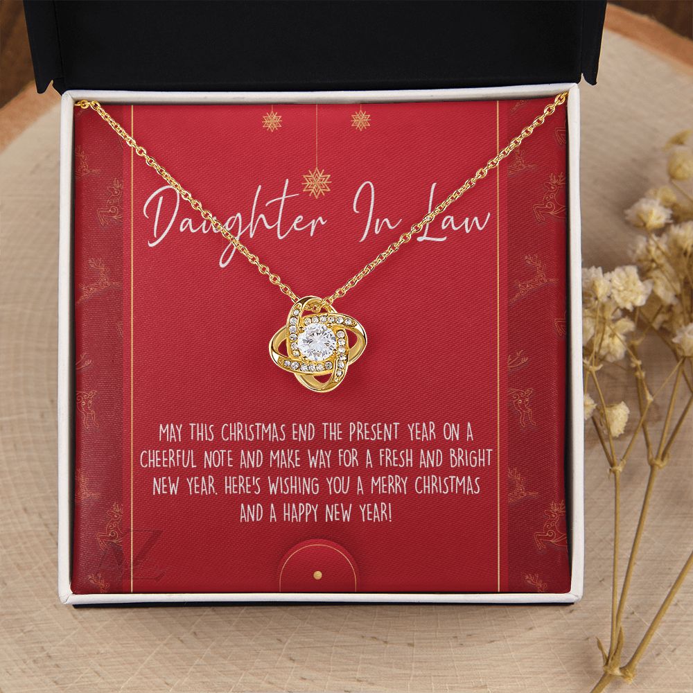 Christmas Gift for Daughter in Law Necklace, Daughter in Law Jewelry, Gift for Daughter in Law, Gift from Mother in Law, Daughter in Law Xmas Holiday Gift From In Law Love Knot Necklace