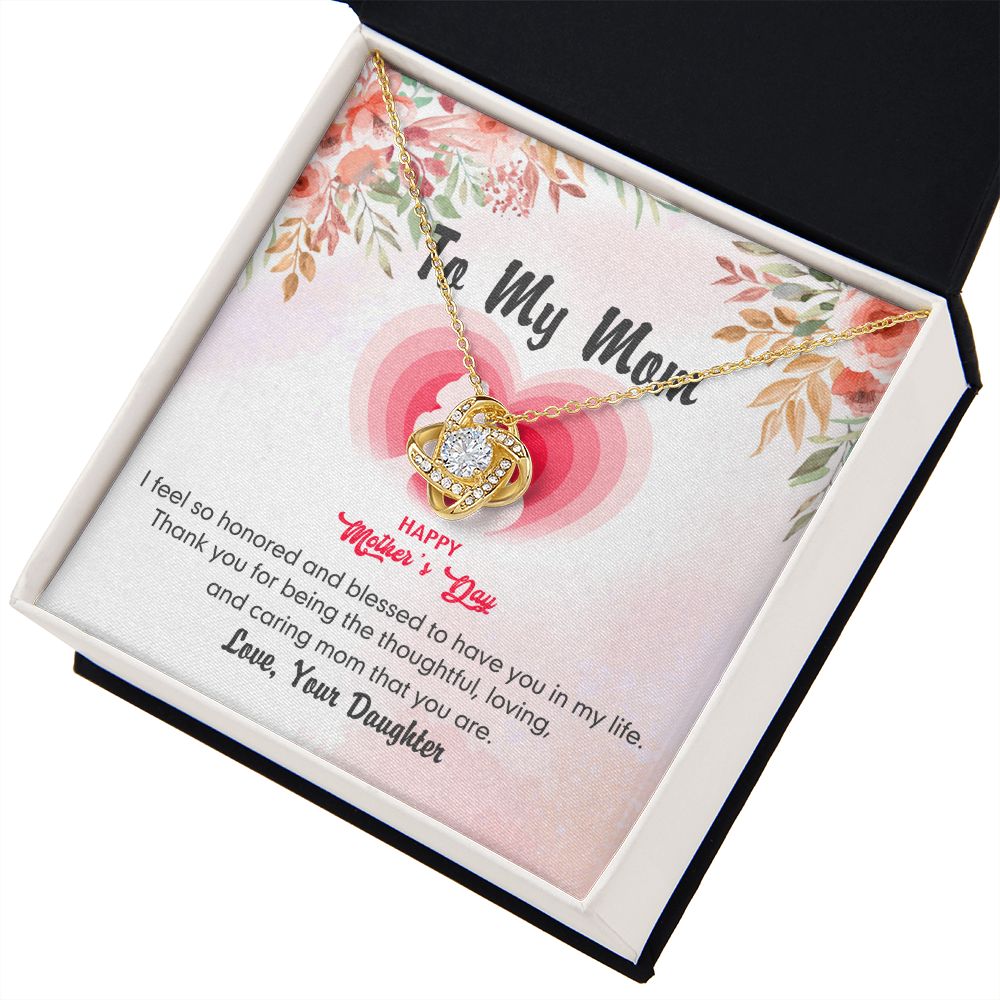 To My Mom Necklace Pendant Gift From Daughter Love Knot Necklace for Mom Happy Mother's Day Gift For Mom Birthday, Anniversary Thank You