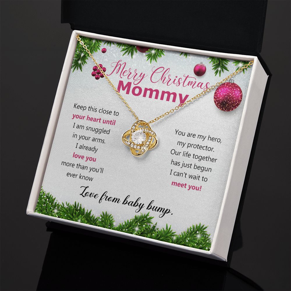 Mommy To Be Merry Christmas Present Necklace From Baby Bump First time mommy Love Knot Necklace Set Gift for Mommy