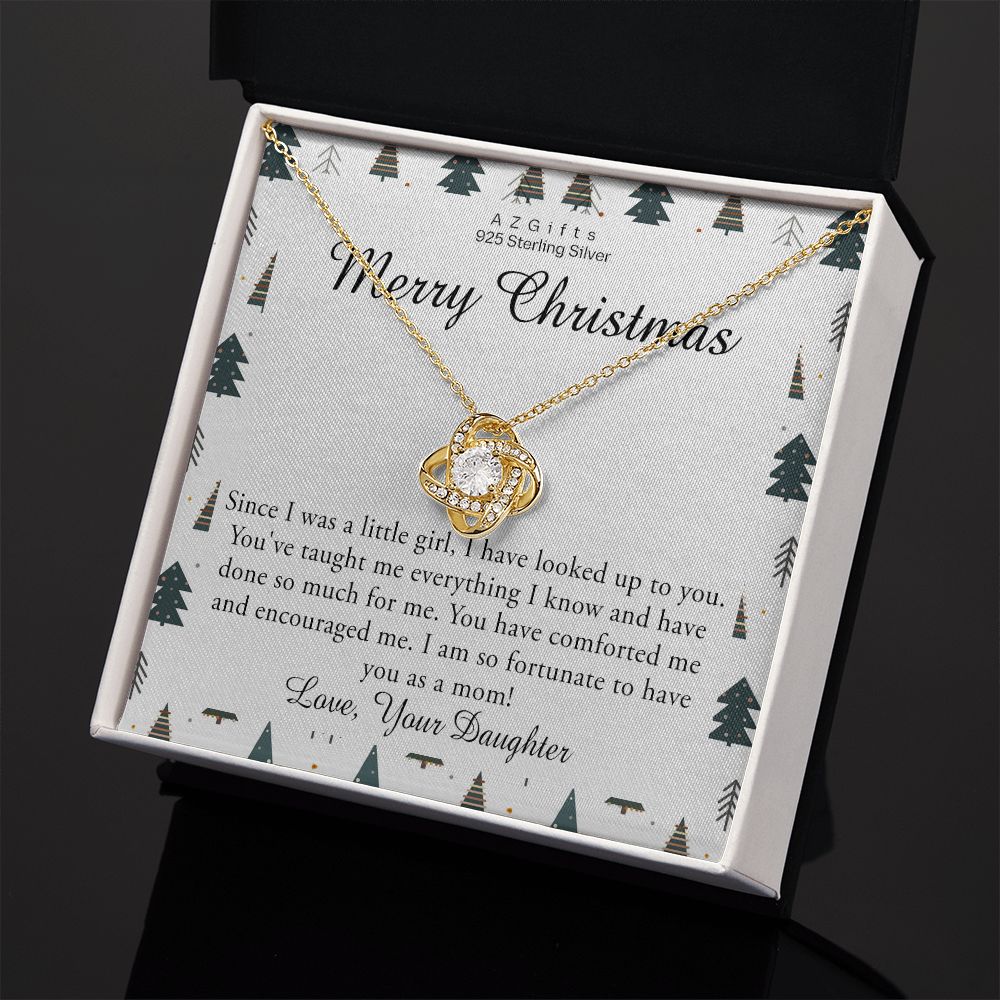 Merry Christmas Gift From Daughter, Christmas Necklace Gift For Mom Love Knot Necklace Set Gift for Mom