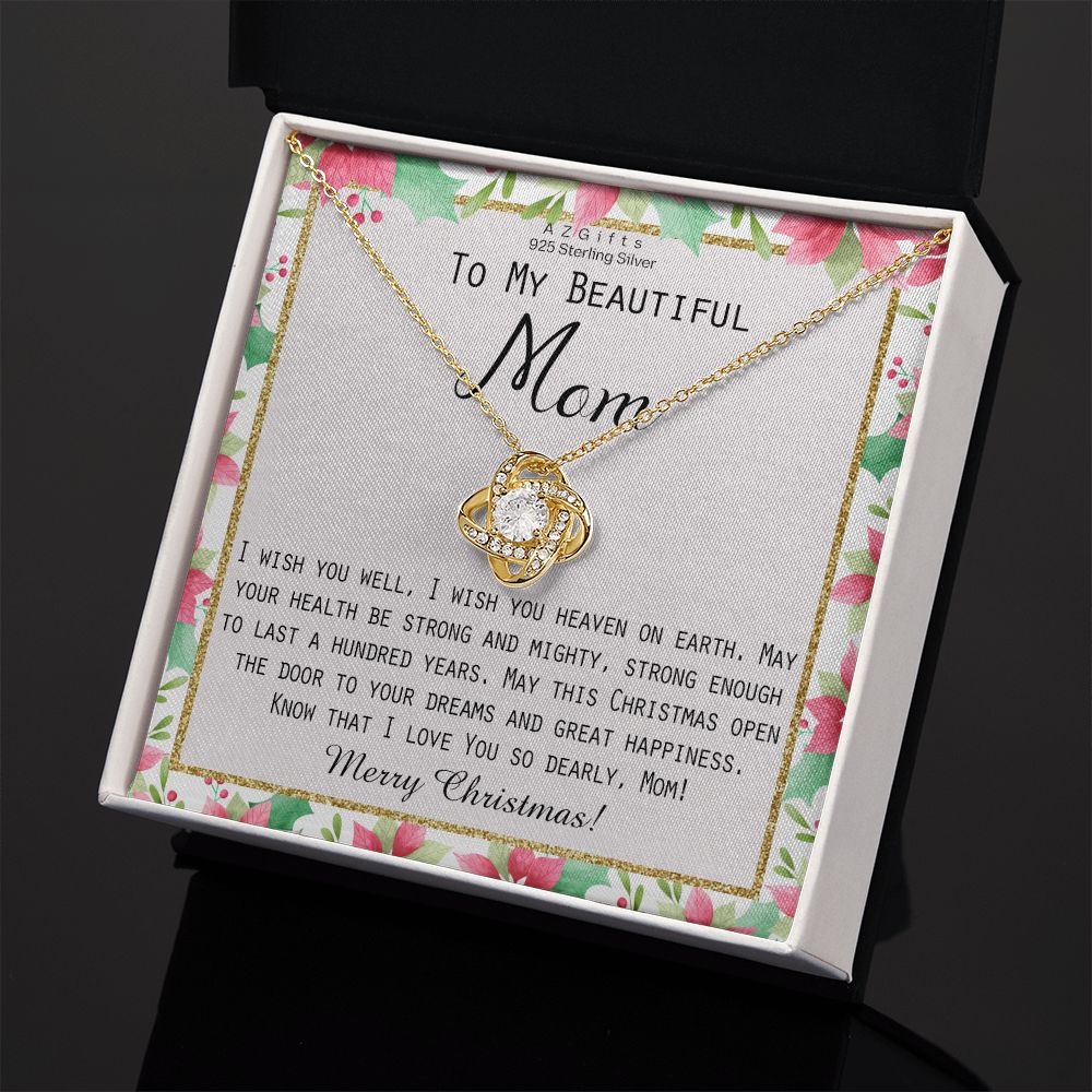 Mom Christmas Gift from Daughter or Son Love Knot Necklace Jewelry Gift Box for Mom Merry Christmas Present for Mother Love Knot Necklace Set Gift for Mom