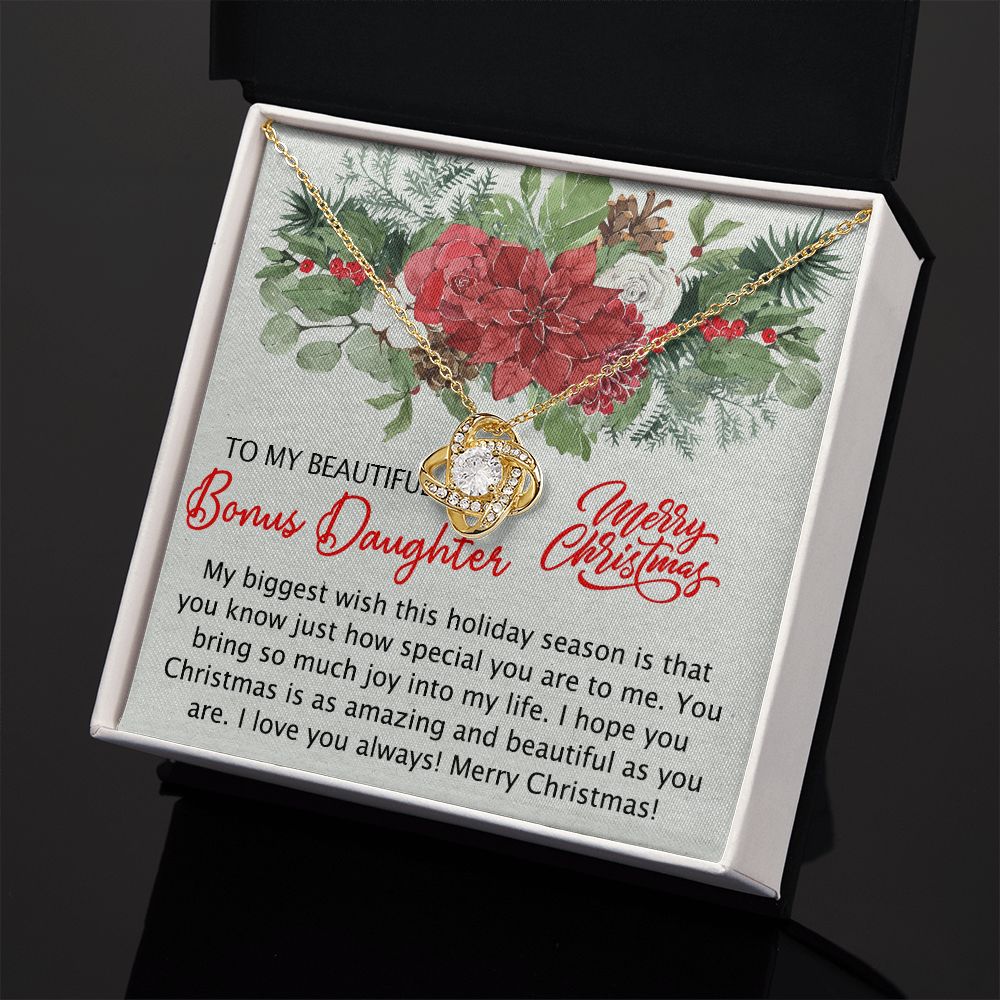 To My Bonus Daughter Necklace from Bonus Mom Christmas Necklace from Step Mom to Step Daughter Personalized Christmas Day Gift for Stepdaughter Daughter In Law Love Knot Necklace Set gift for Bonus daughter