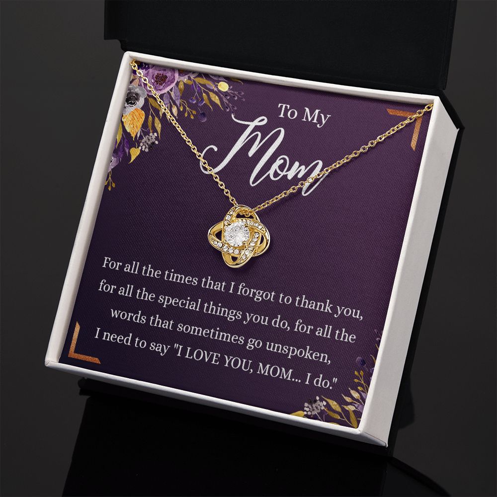 To My Mother Gift Necklace To Mom, Mother, Mommy, Momma from Child Special Mother Gift for Birthday Mothers Day Retriment Anniversary Hoiday Present for Mom Love Knot Necklace for Women from Daughter or Son