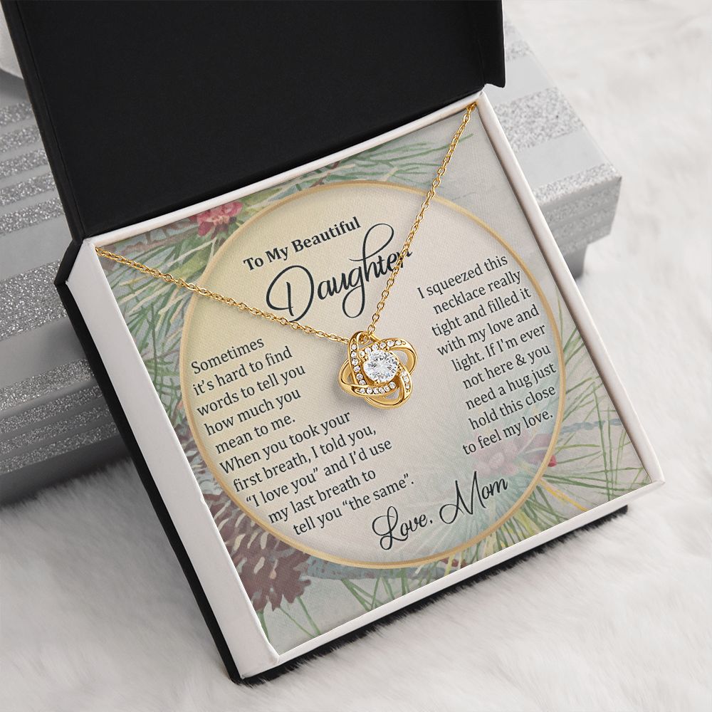 To My Daughter Necklace Love Knot Necklace Gift for Daughter from Mom Birthday Gift Daughter Necklace for Teen Girl Christmas Daughter Necklace Gift from Mom Mother Daughter Necklace Jewelry Gift for Daughter