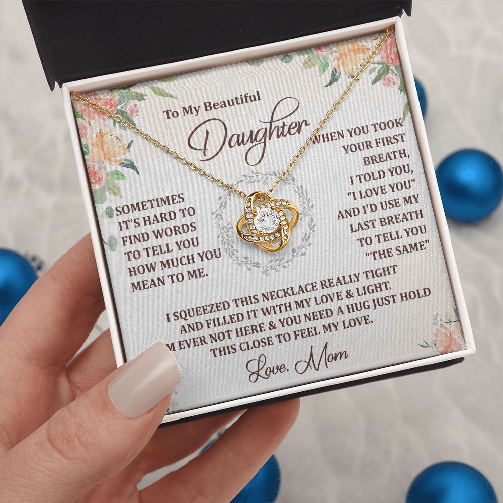 To My Daughter Necklace Love Knot Necklace Gift for Daughter from Mom Jewelry Gift for Daughter Birthday Gift Daughter Necklace for Teen Girl Christmas Daughter Necklace Gift from Mom Mother Daughter Necklace