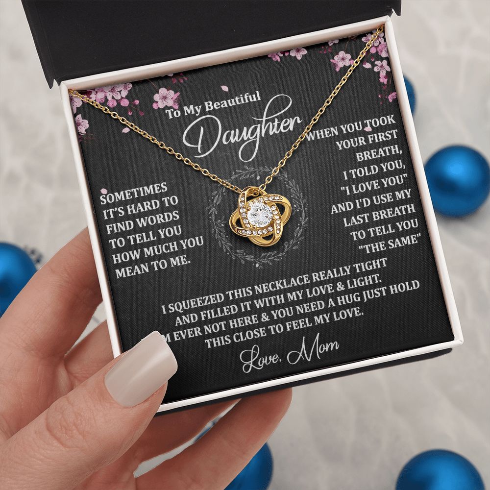 To My Daughter Necklace Love Knot Necklace Gift for Daughter from Mom Jewelry Gift for Daughter Birthday Gift Daughter Necklace for Teen Girl Mother Daughter Necklace Christmas Daughter Necklace Gift from Mom