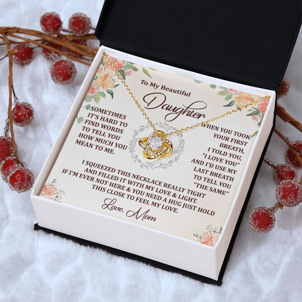 To My Daughter Necklace Love Knot Necklace Gift for Daughter from Mom Jewelry Gift for Daughter Birthday Gift Daughter Necklace for Teen Girl Christmas Daughter Necklace Gift from Mom Mother Daughter Necklace