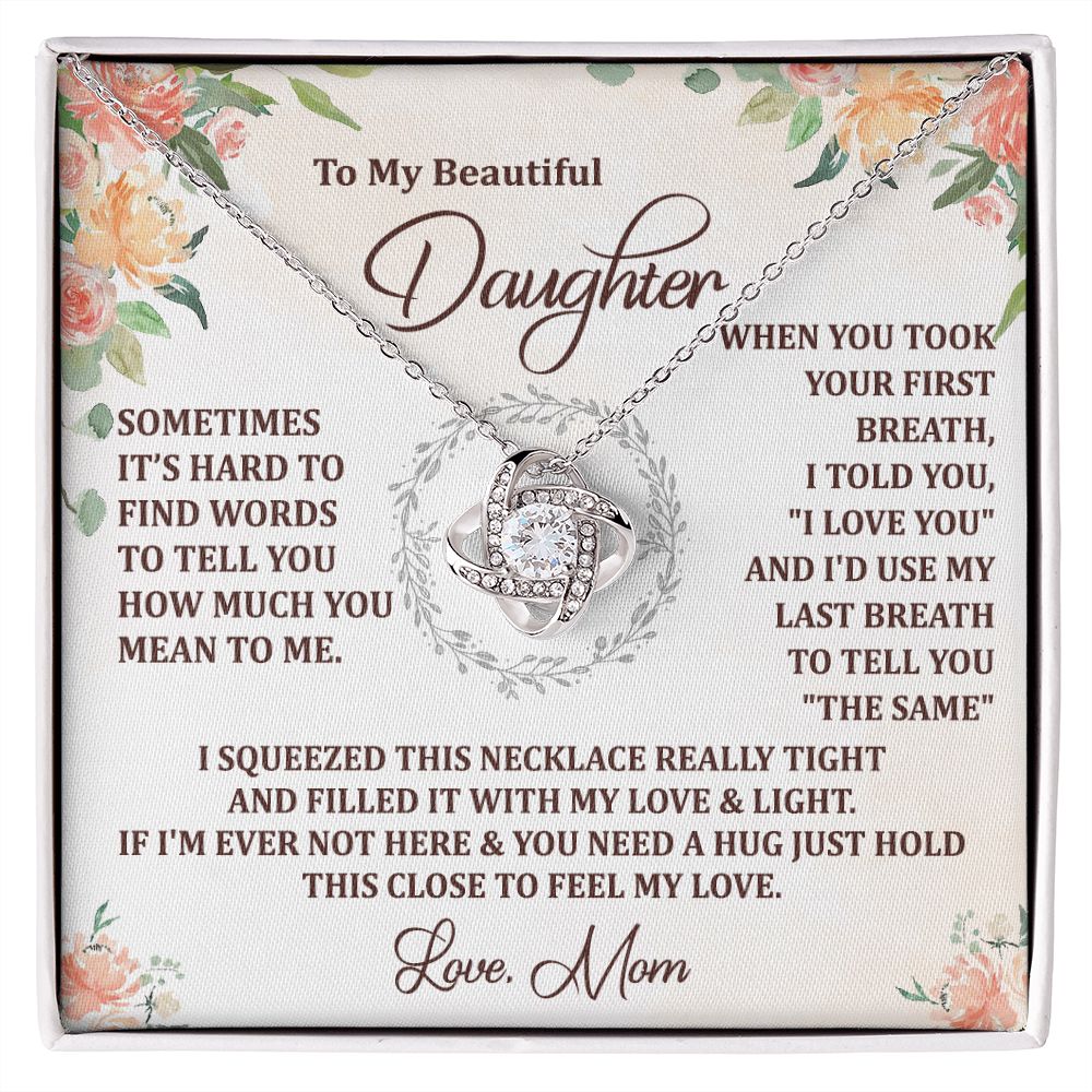 To My Daughter Necklace Love Knot Necklace Gift for Daughter from Mom Jewelry Gift for Daughter Birthday Gift Daughter Necklace for Teen Girl Christmas Daughter Necklace Gift from Mom Mother Daughter Necklace