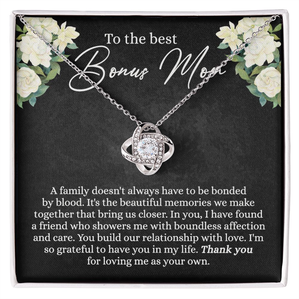 Bonus Mom Necklace, To The Best Bonus Mom Love Knot Necklace Gift For Mom, Mother And Daughter Necklace Gift For Mom, Thank You For Loving Necklace, Bonus Mother Gift Necklace Jewelry Gift For Women Love Knot Necklace 6323