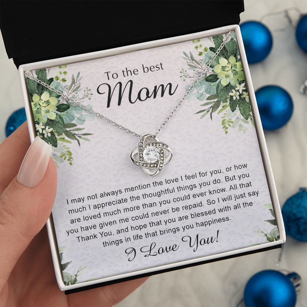 To My Best Mom Necklace, Necklace for Mother, Daughter Gift For Mom, Present For Mom, Mother Gifts from Son or Daughter, Jewelry Gift for Mothers Day, Birthday Gift for Mother, Love Knot Necklace for Mom
