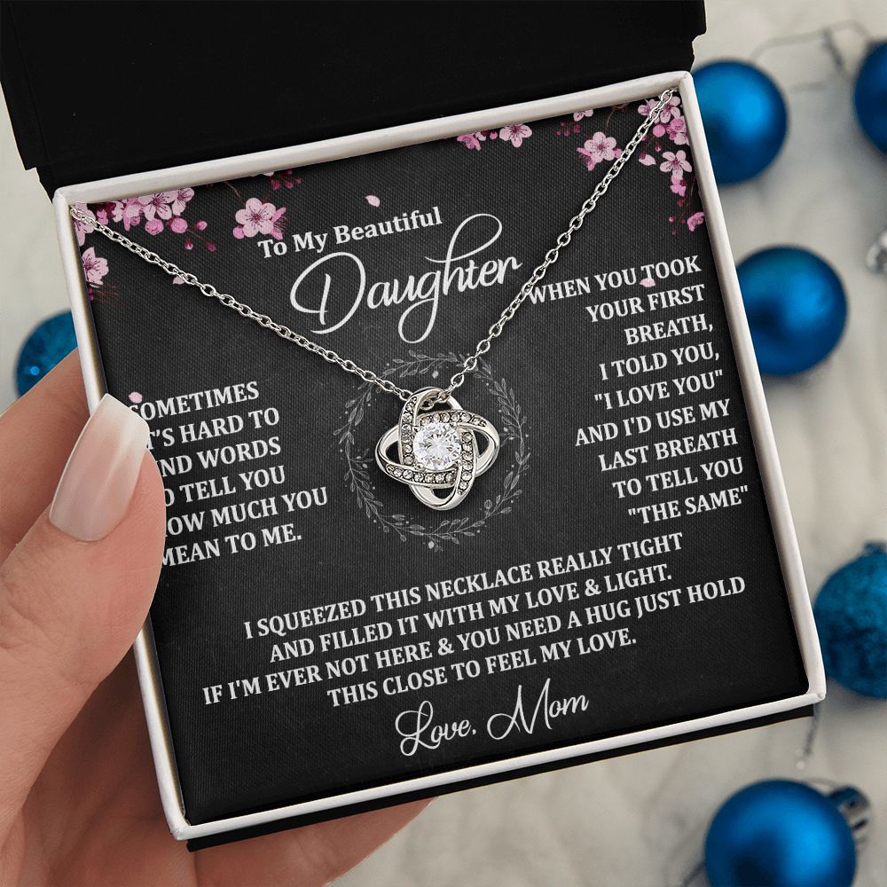 To My Daughter Necklace Love Knot Necklace Gift for Daughter from Mom Jewelry Gift for Daughter Birthday Gift Daughter Necklace for Teen Girl Mother Daughter Necklace Christmas Daughter Necklace Gift from Mom
