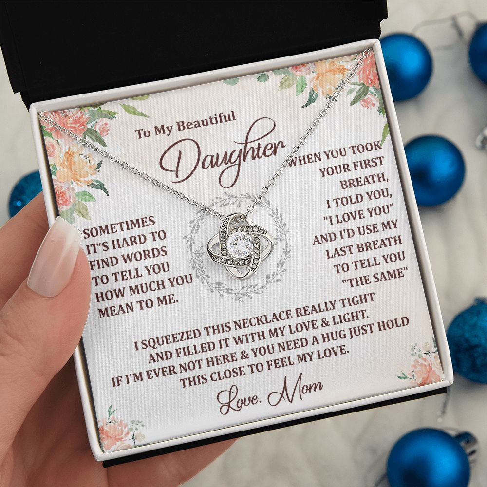 To My Daughter Necklace Love Knot Necklace Gift for Daughter from Mom Jewelry Gift for Daughter Birthday Gift Daughter Necklace for Teen Girl Christmas Daughter Necklace Gift from Mom Mother Daughter Necklace