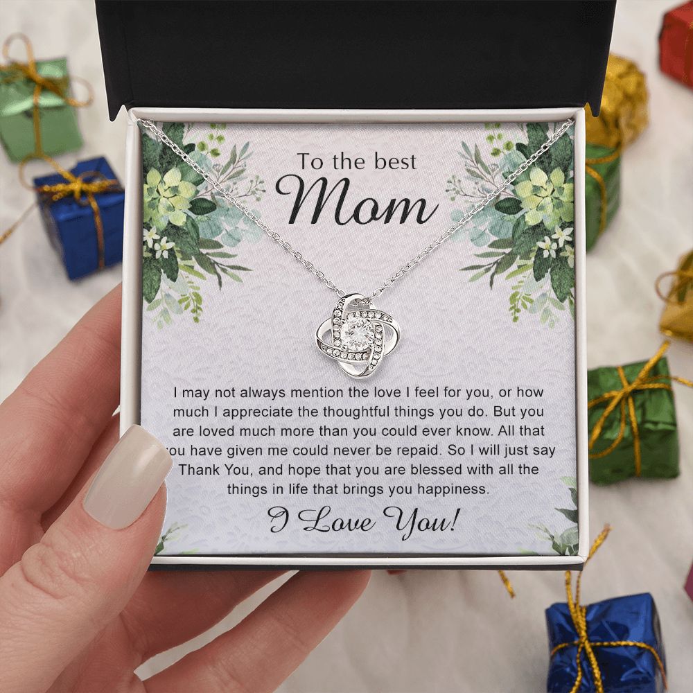 Mom Gift Necklace, To My Mom Love Knot Necklace Gift From Daughter, Son - Mother And Daughter Gift Necklace For Mom, To The Best Mom Love Knot Pendant, I Love You Necklace Gift For Mom To Daughter Love Knot Necklace 6323