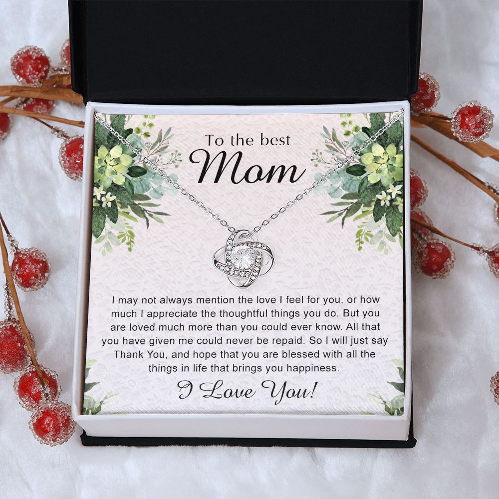 Mom Gift Necklace, To My Mom Love Knot Necklace Gift From Daughter, Son - Mother And Daughter Gift Necklace For Mom, To The Best Mom Love Knot Pendant, I Love You Necklace Gift For Mom To Daughter Love Knot Necklace 6323