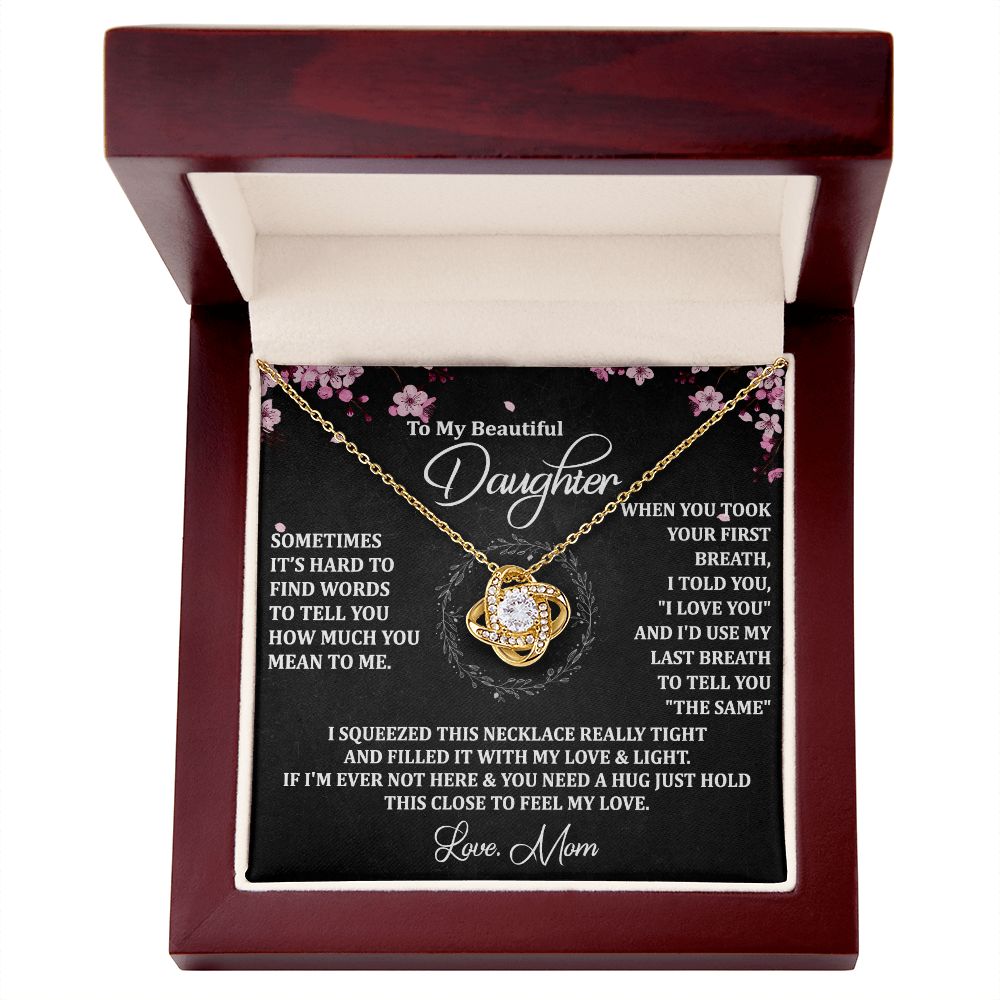 To My Daughter Necklace Love Knot Necklace Gift for Daughter from Mom Jewelry Gift for Daughter Birthday Gift Daughter Necklace for Teen Girl Mother Daughter Necklace Christmas Daughter Necklace Gift from Mom